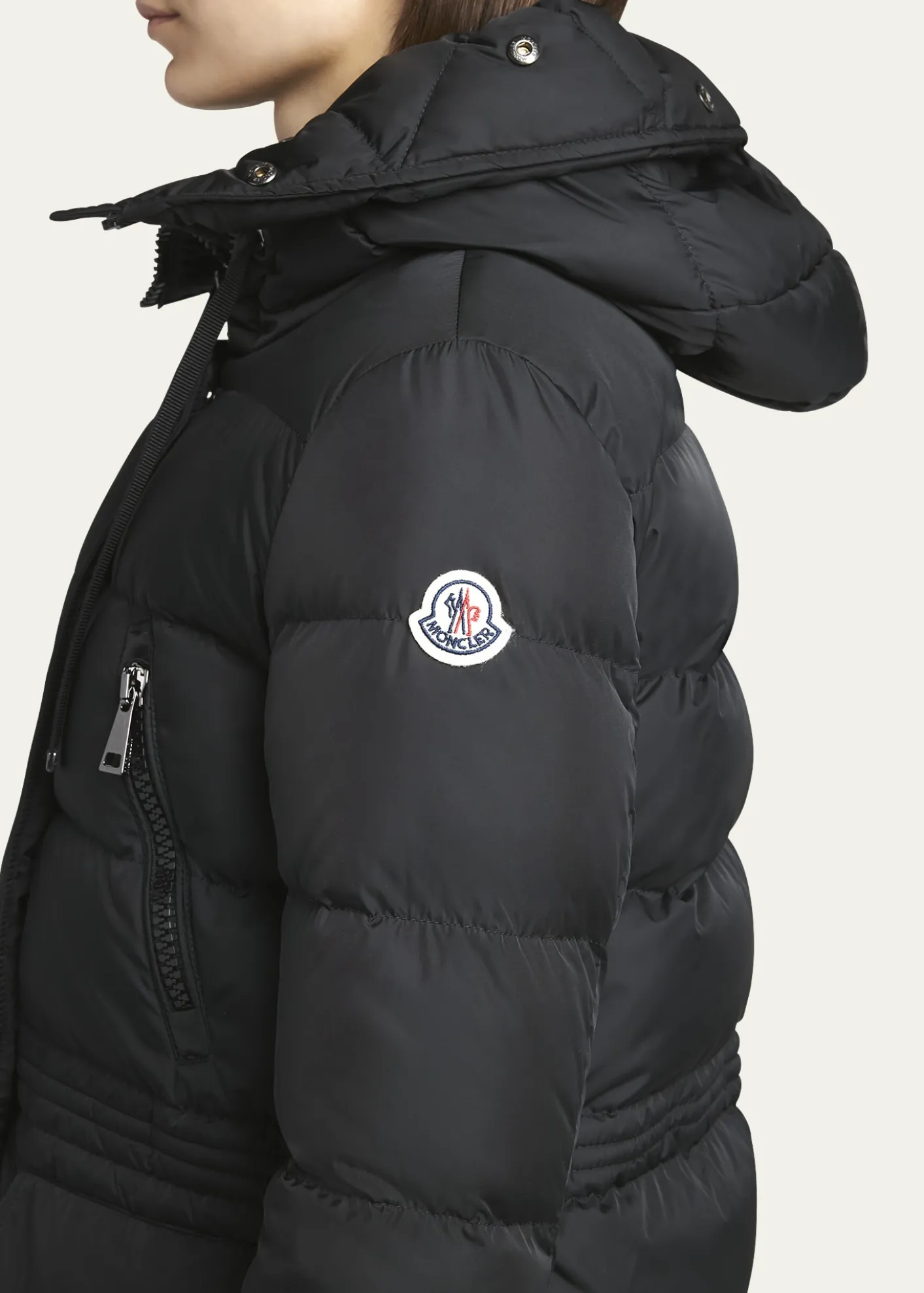 MonclerAphroti Mid-Length Puffer Jacket with Shearling Hood Trim