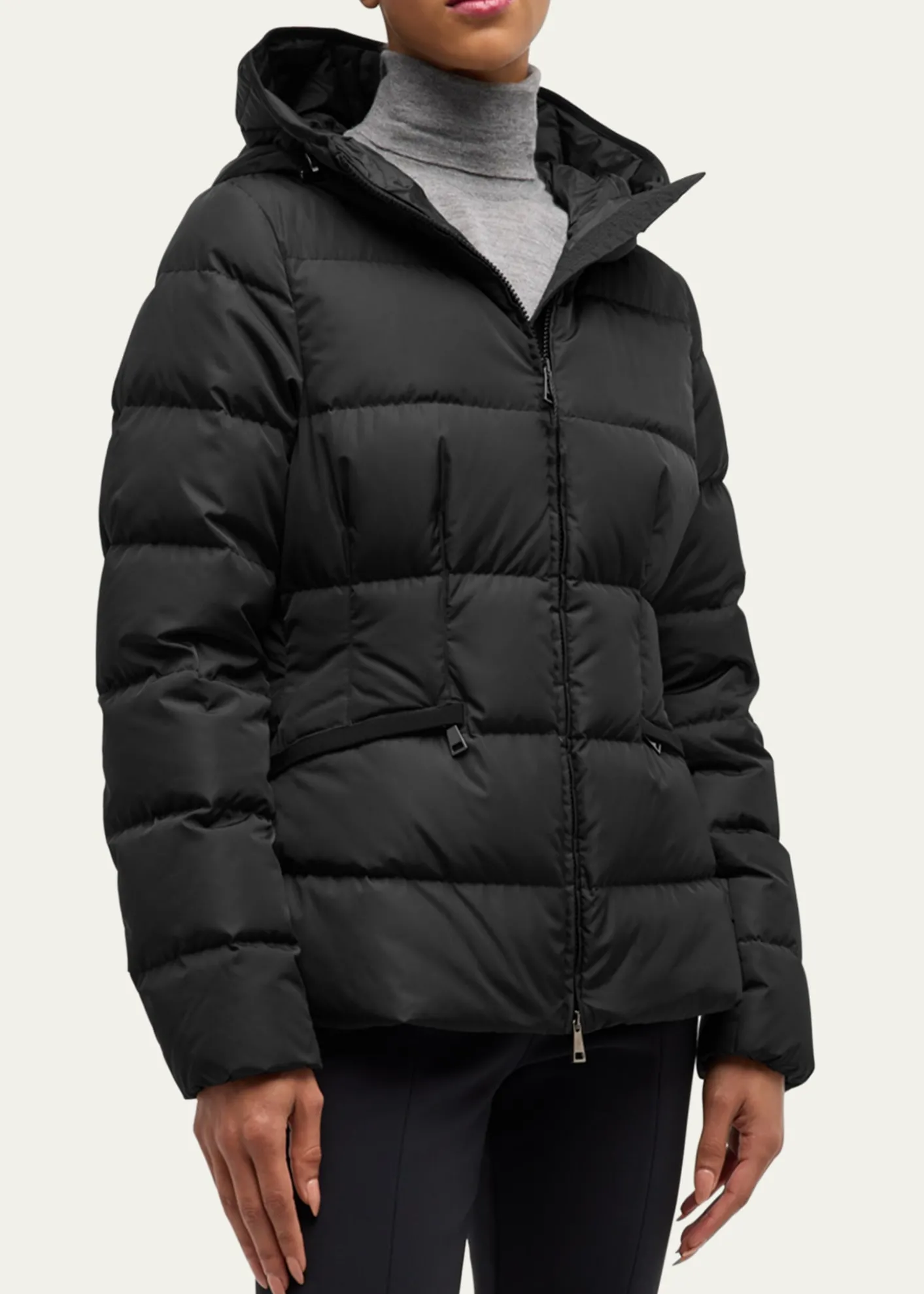 MonclerAvoce Hooded Puffer Jacket with Elastic Belt