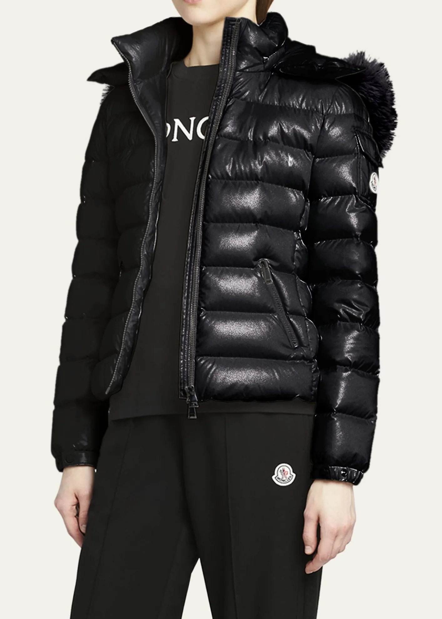 MonclerBadyf Faux Fur-Trimmed Hooded Short Down Jacket