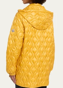 MonclerBalette Geometric Quilted Mid-Length Down Jacket