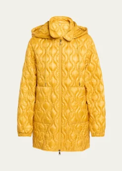 MonclerBalette Geometric Quilted Mid-Length Down Jacket