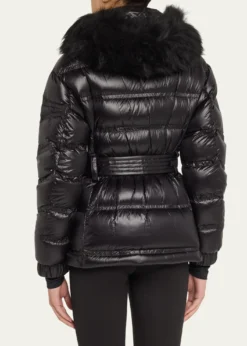 MonclerBernis Down Ski Jacket with Detachable Shearling Trim