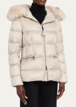 MonclerBoed Hooded Shearling-Trim Down Jacket