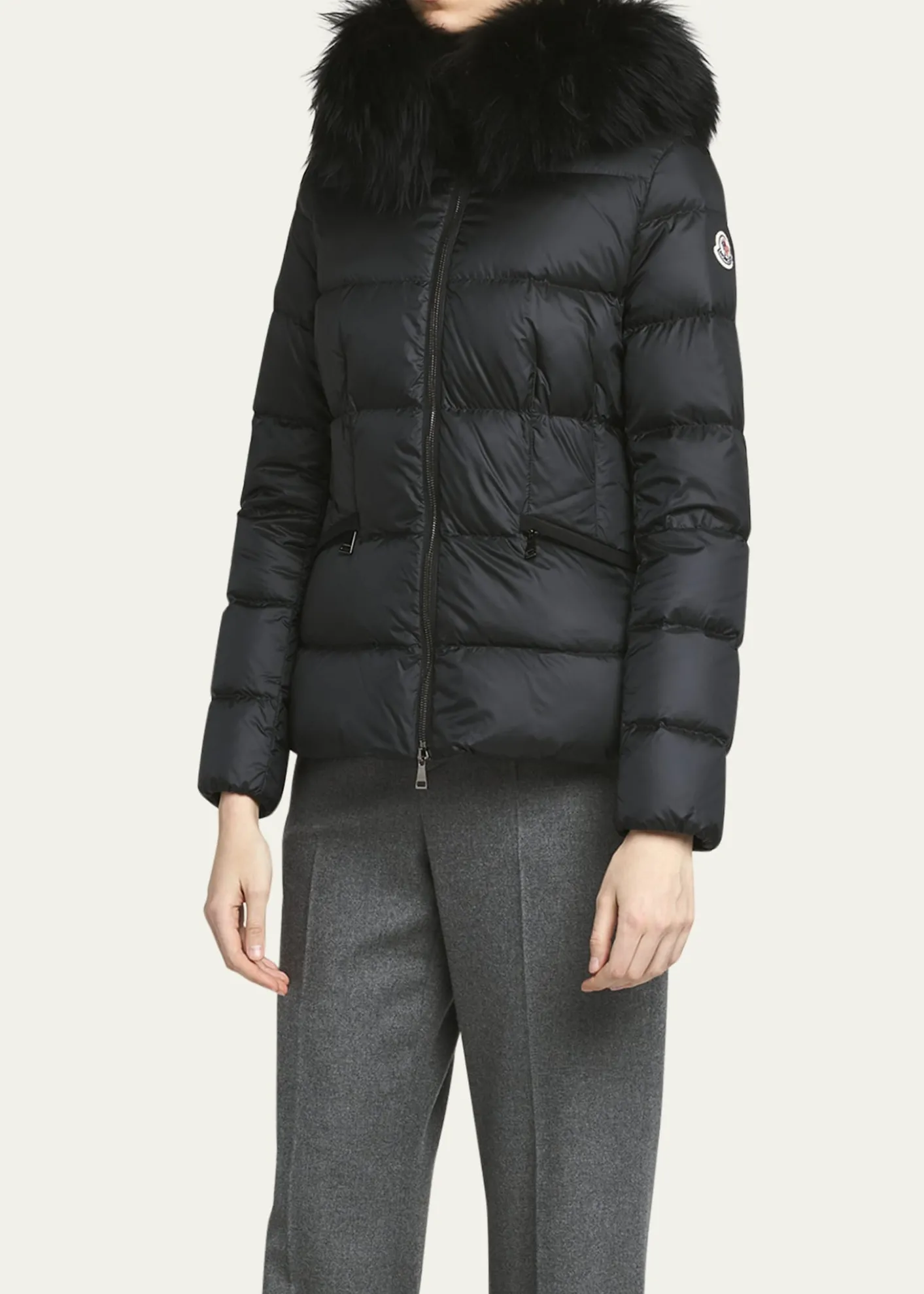 MonclerBoed Hooded Shearling-Trimmed Short Down Jacket