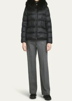 MonclerBoed Hooded Shearling-Trimmed Short Down Jacket