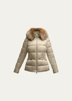 MonclerBoed Hooded Shearling-Trimmed Short Down Jacket