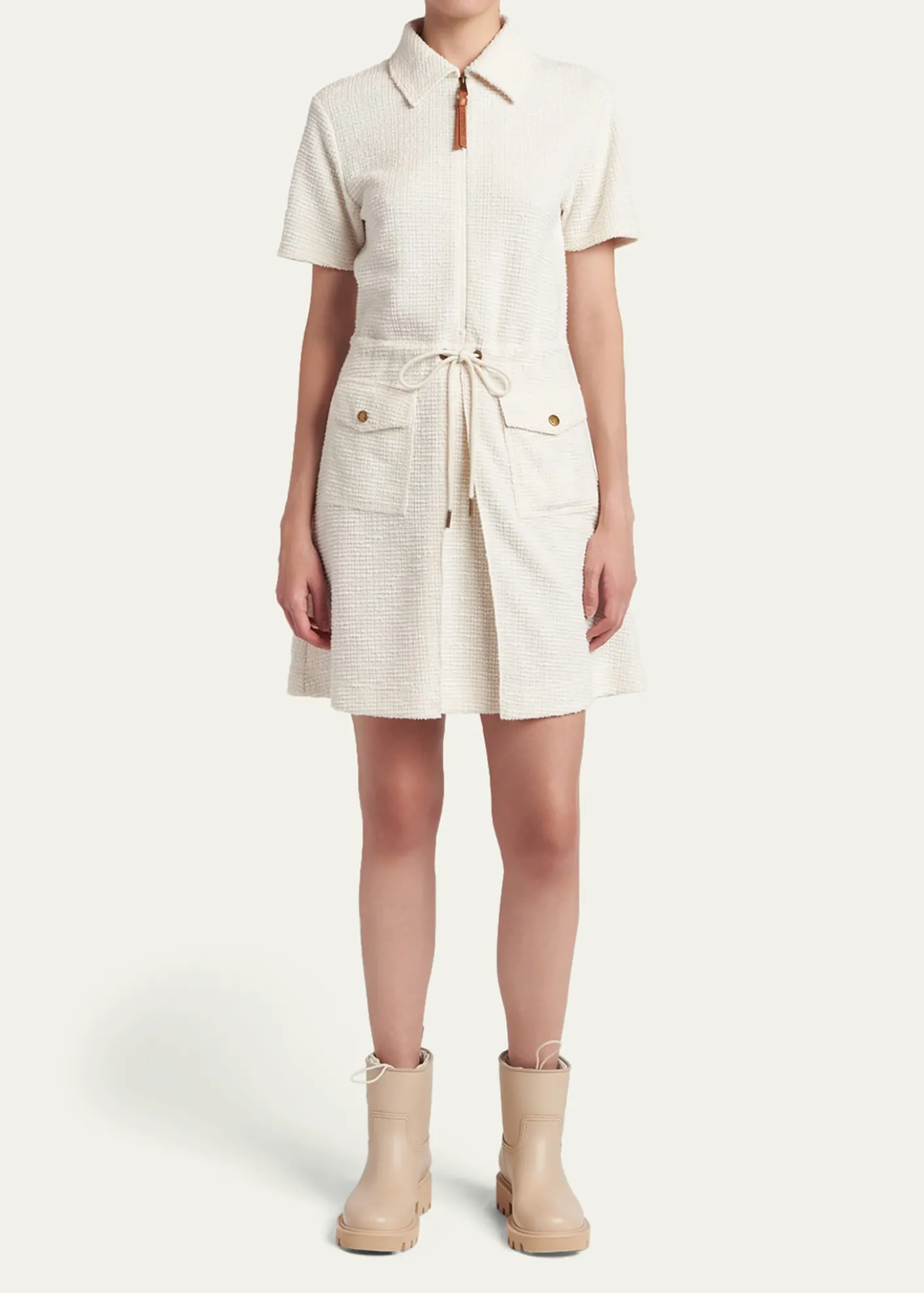 MonclerBouclé Short-Sleeve Mini Dress