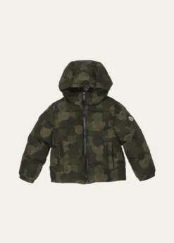 MonclerBoy's Escer Camo Logo-Print Puffer Jacket, Size 4-6