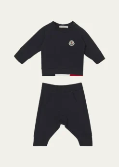 MonclerBoy's Logo Sweatshirt and Pants Set, Size 3M-3