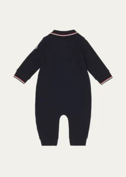 MonclerBoy's Long-Sleeve Stretch Cotton Polo Romper, Size 1M-3