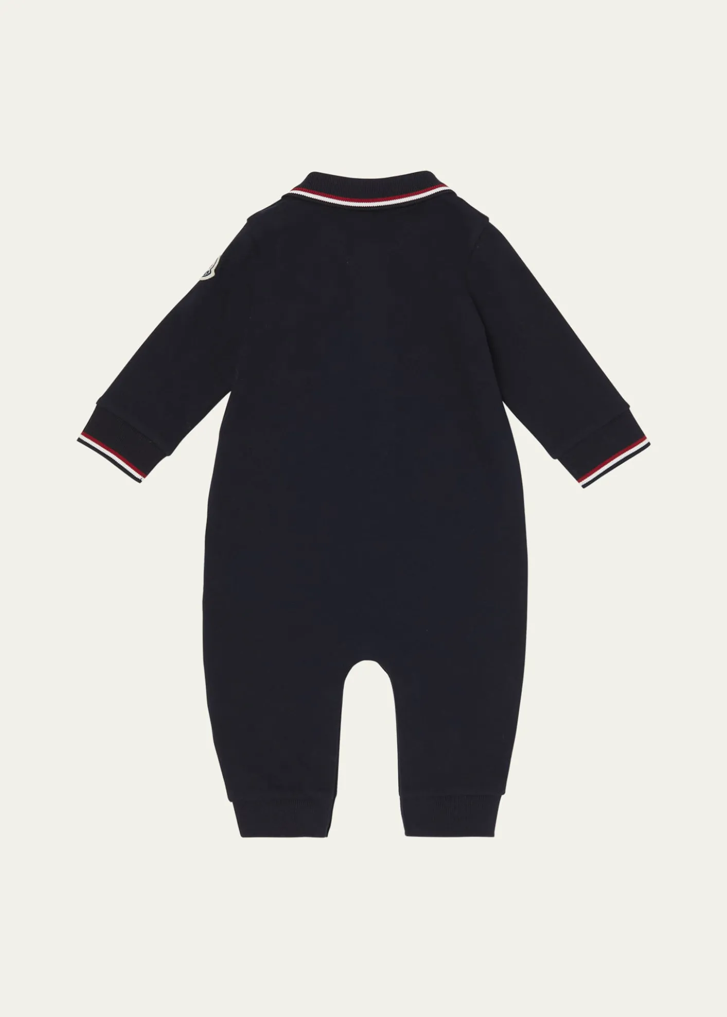 MonclerBoy's Long-Sleeve Stretch Cotton Polo Romper, Size 1M-3