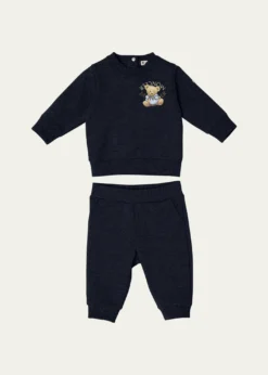 MonclerBoy's Teddy Bear Logo Sweatshirt & Sweatpants, Size 6M-3