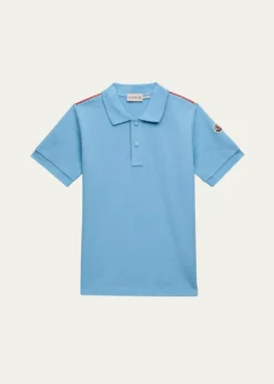 MonclerBoy's Tri-Stripe Pique Polo Shirt, Size 4-10