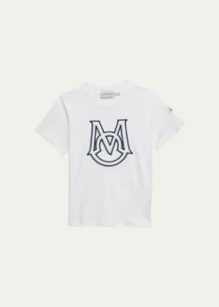 MonclerBoy's Embroidered Monogram T-Shirt, Size 4-14