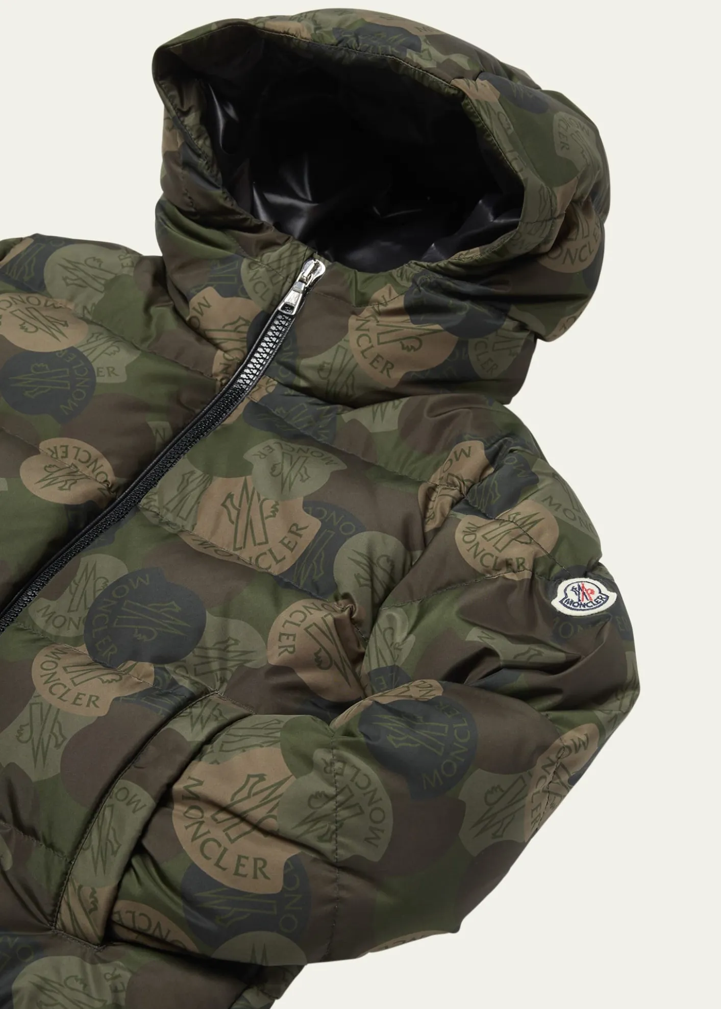 MonclerBoy's Escer Camo Logo-Print Puffer Jacket, Size 8-10