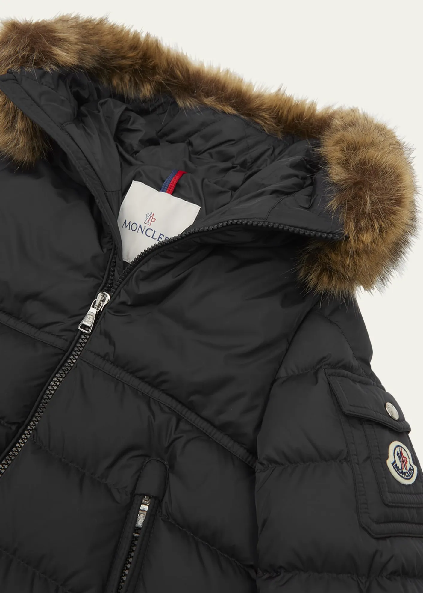 Moncler Boy's Faux Fur Hooded Puffer Jacket, Size 8-14