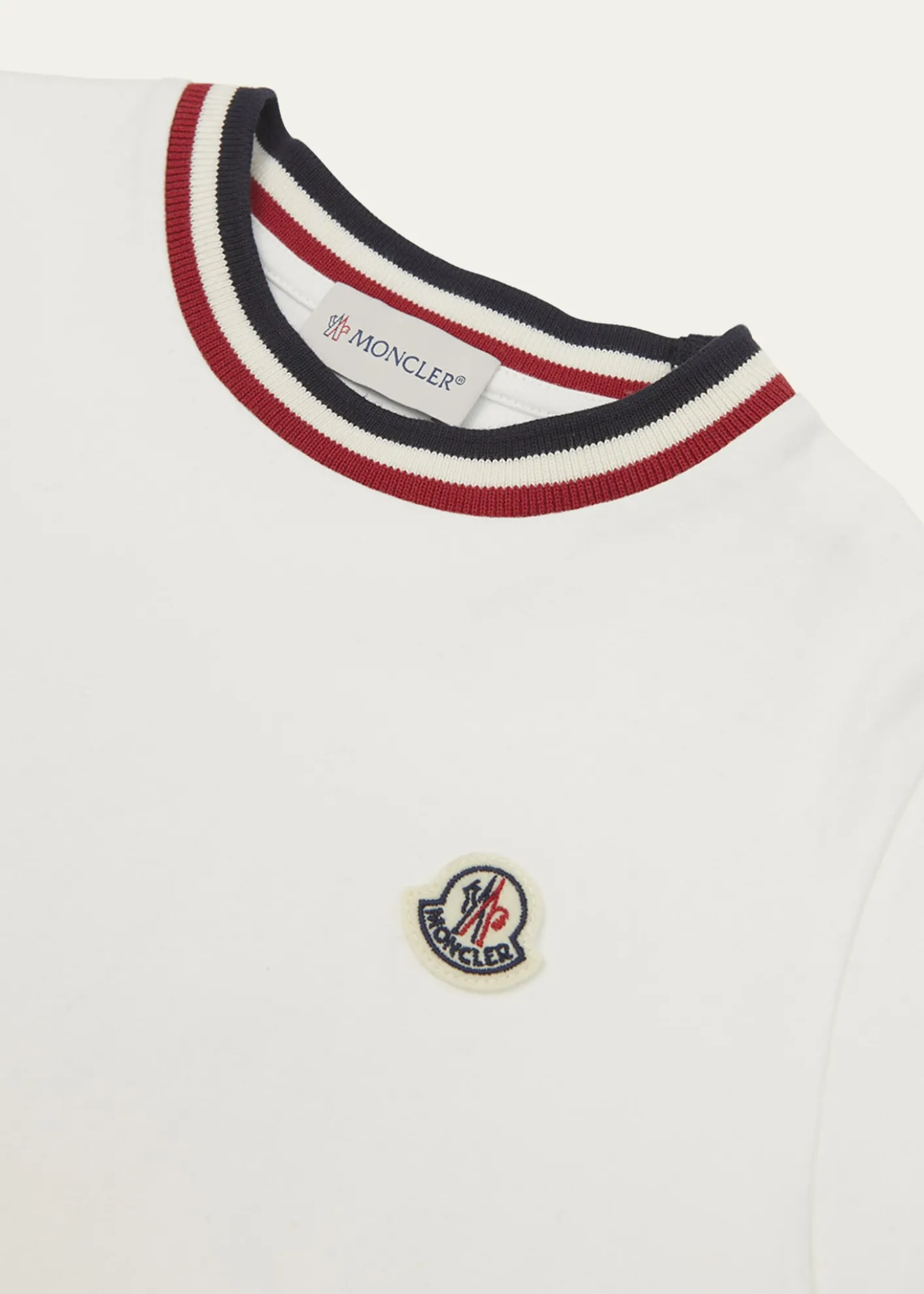 MonclerBoy's Logo Patch Striped Trim T-Shirt, Size 8-14