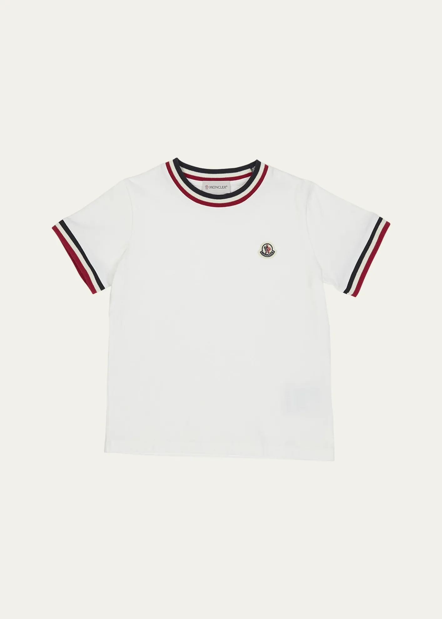 MonclerBoy's Logo Patch Striped Trim T-Shirt, Size 8-14