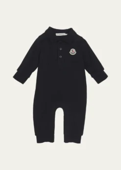 MonclerBoy's Logo-Print Polo Romper, Size Newborn-24M