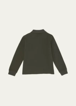 MonclerBoy's Logo Tape Long-Sleeve Polo Shirt, Size 8-10