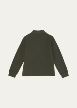MonclerBoy's Logo Tape Long-Sleeve Polo Shirt, Size 12-14