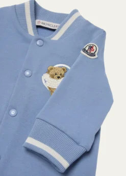 MonclerBoy's Teddy Bear Varsity Footed Romper, Size 1M-24M
