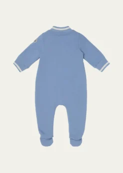 MonclerBoy's Teddy Bear Varsity Footed Romper, Size 1M-24M