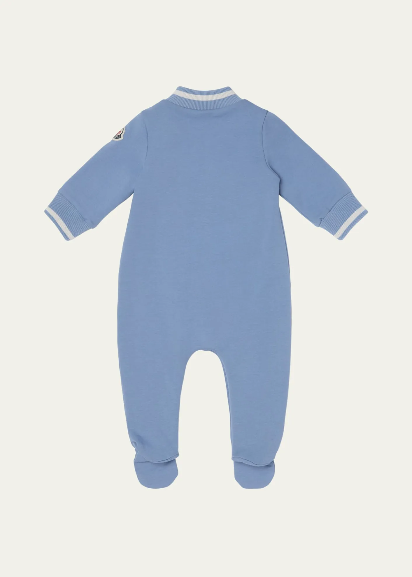 MonclerBoy's Teddy Bear Varsity Footed Romper, Size 1M-24M