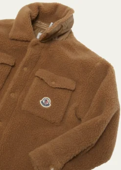 MonclerBoy's Teddy Fleece Logo-Patch Shirt Jacket, Size 8-10