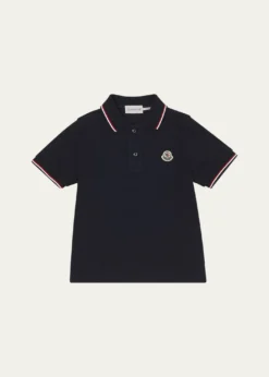 MonclerBoy's Tricolor-Trim Short-Sleeve Polo Shirt, Size 12-14