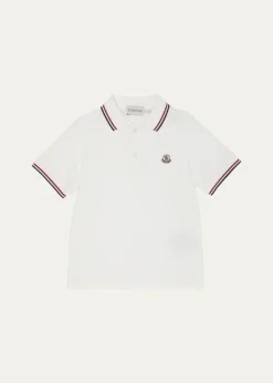 MonclerBoy's Tricolor-Trim Short-Sleeve Polo Shirt, Size 12-14