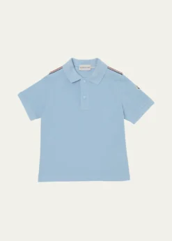 Moncler Boy's Tri-Stripe Pique Polo Shirt, Size 12-14