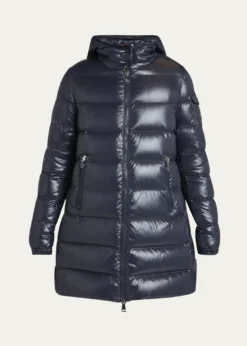 MonclerCourcelles Long Hooded Down Puffer Coat