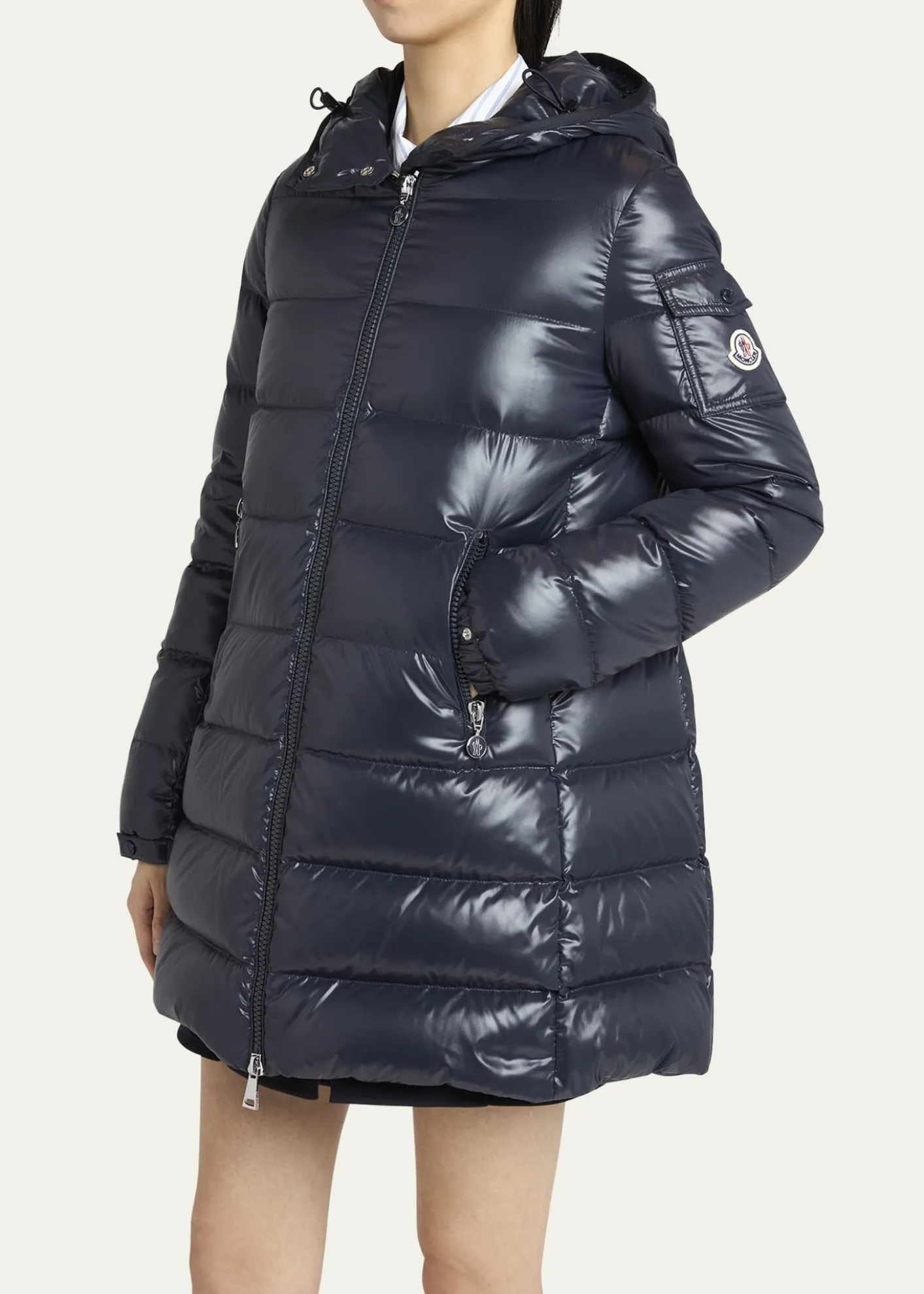 MonclerCourcelles Long Hooded Down Puffer Coat