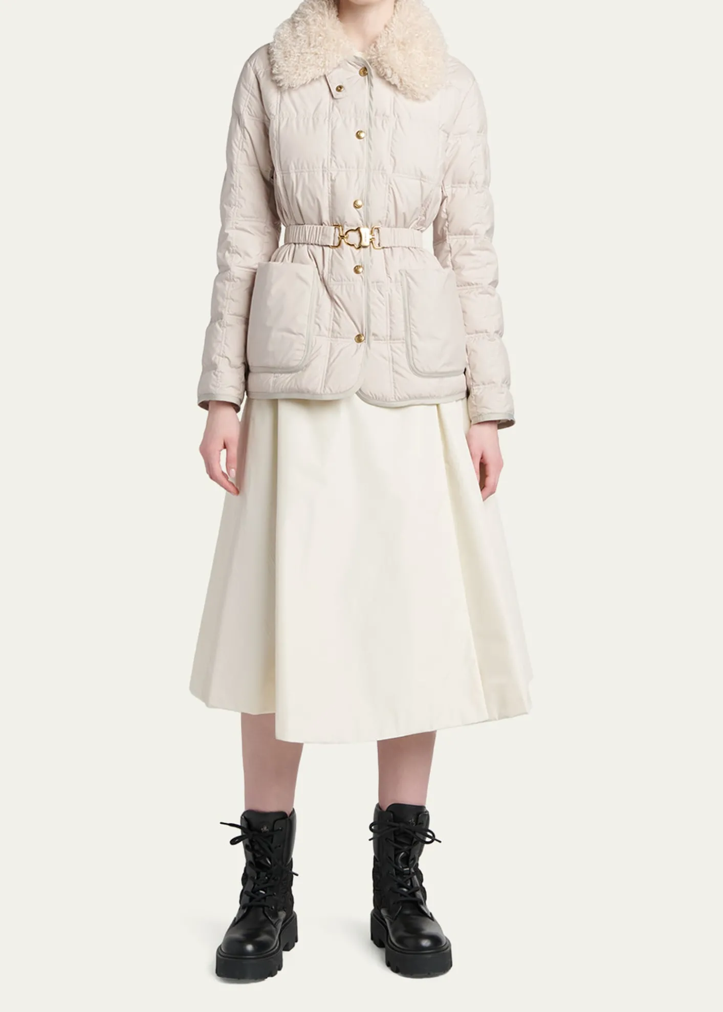 MonclerCygnes Belted Short Down Jacket