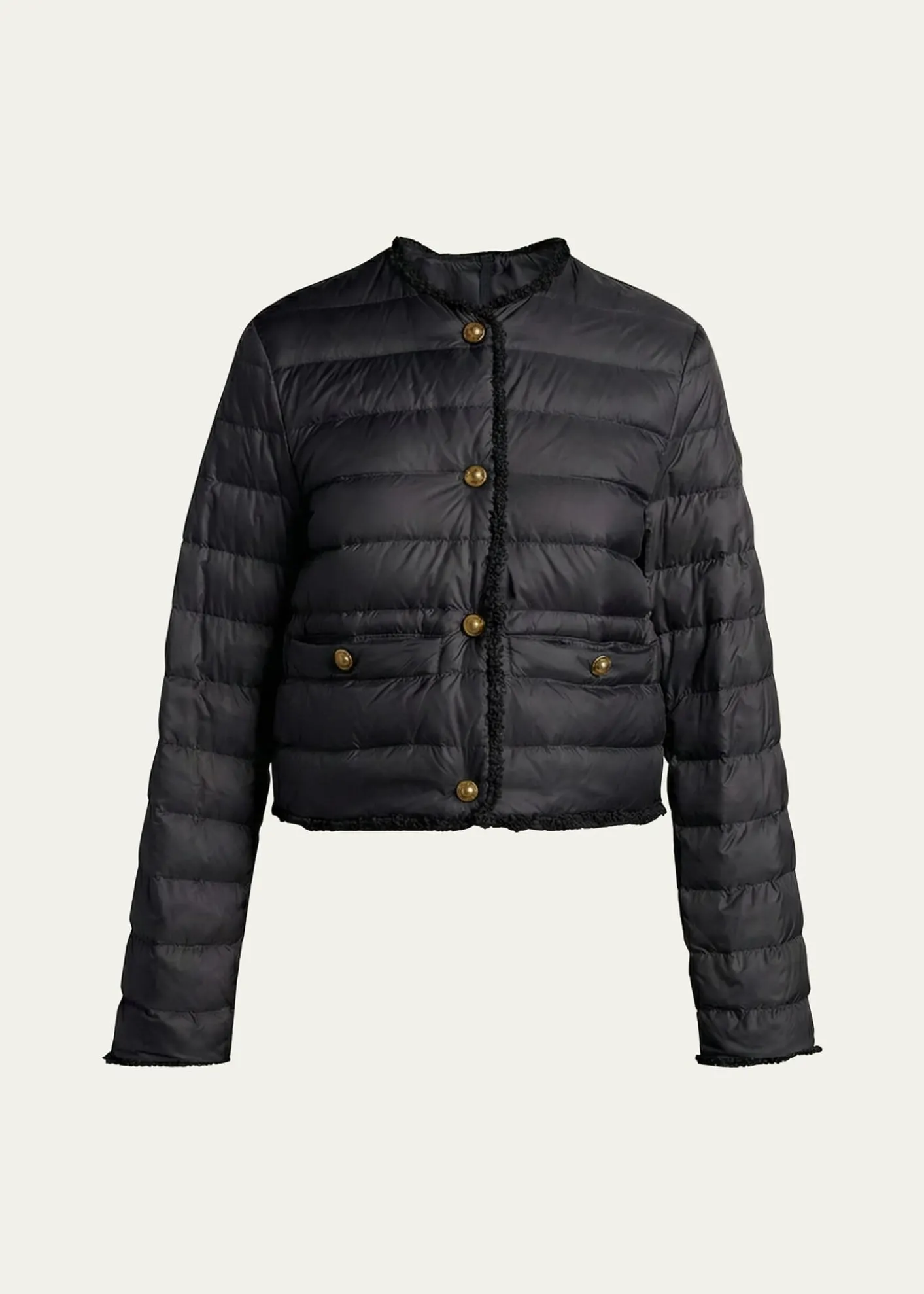 MonclerFleurs Bouclé-Trim Short Down Jacket
