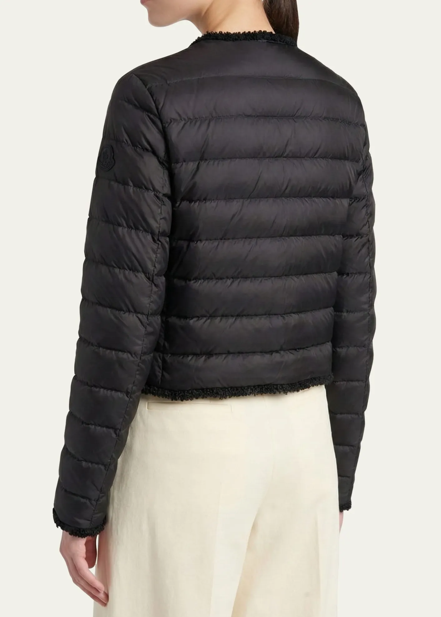MonclerFleurs Bouclé-Trim Short Down Jacket