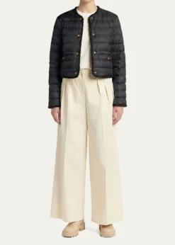 MonclerFleurs Bouclé-Trim Short Down Jacket