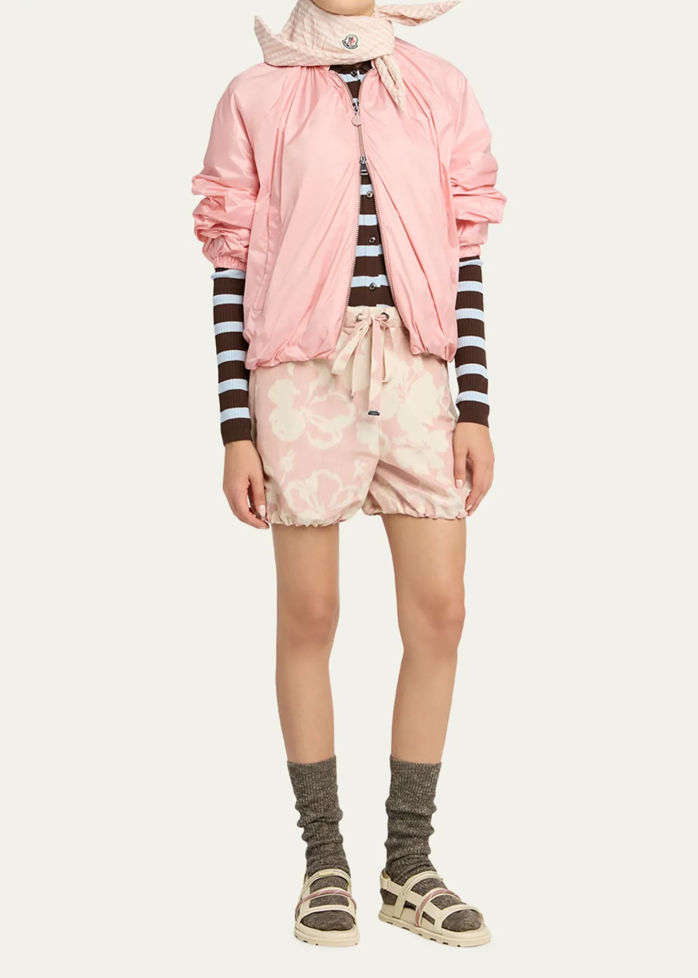 MonclerFloral-Print Drawstring Shorts