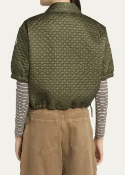 MonclerFloral-Quilted Short-Sleeve Padded Shirt