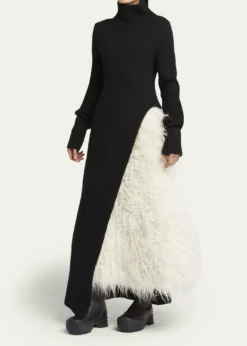 Moncler Geniusx Jil Sander Asymmetric Wool Turtleneck Dress