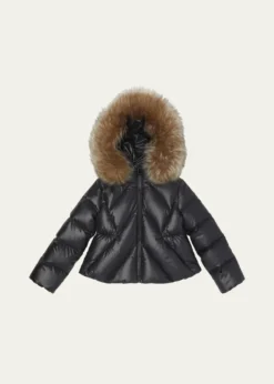 MonclerGirl's Domas Shearling Hooded Down Jacket, Size 4-6