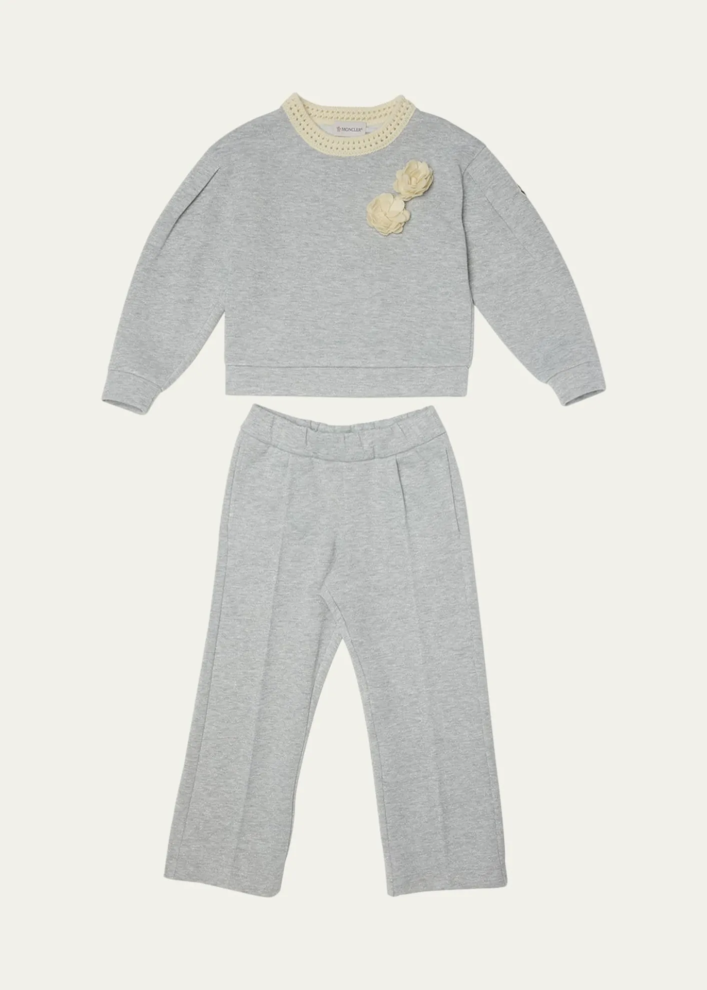 MonclerGirl's Floral Applique Sweatshirt & Sweatpants Set, Size 4-6