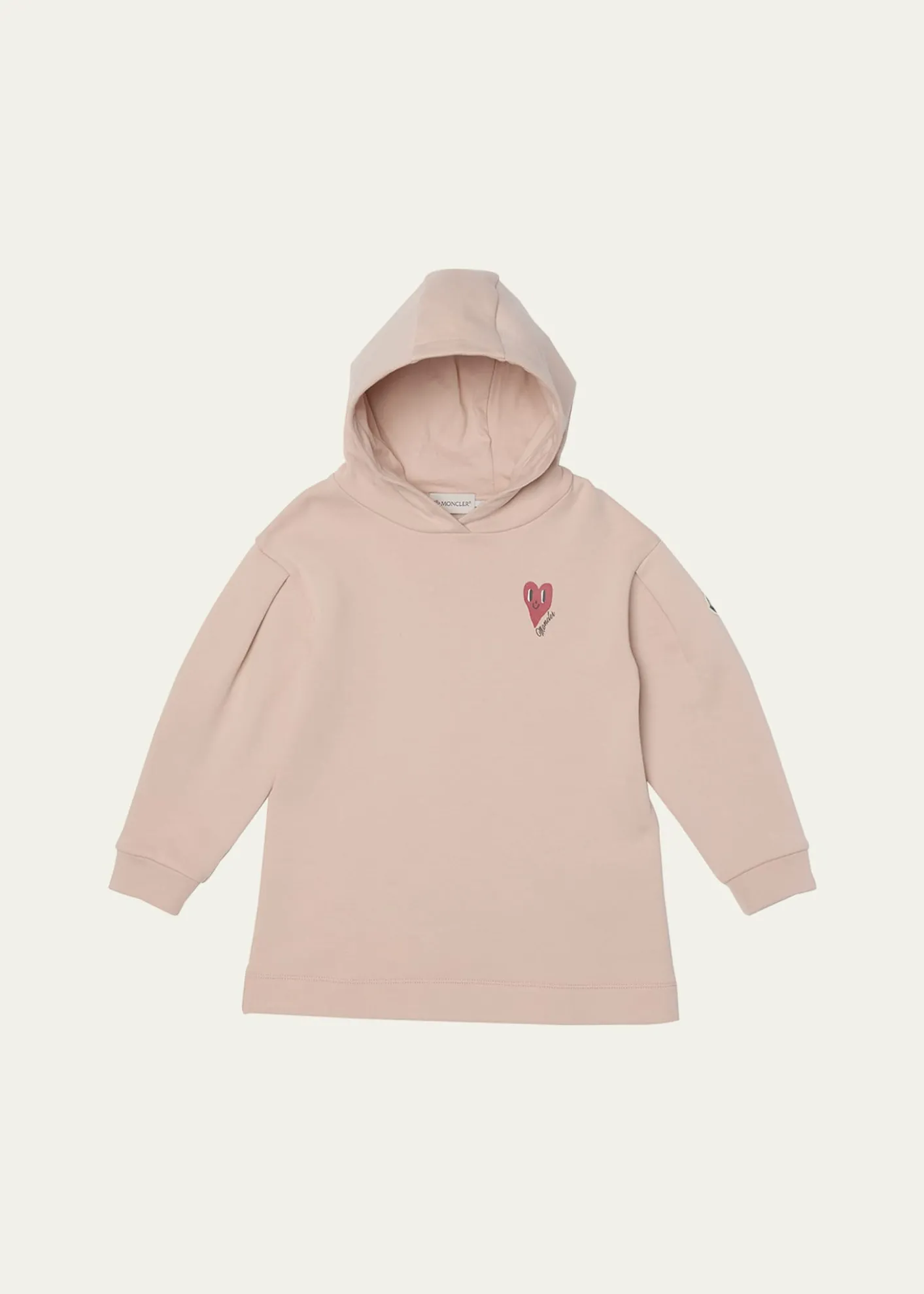 MonclerGirl's Heart Logo-Print Hooded Sweatshirt Dress, Size 4-6