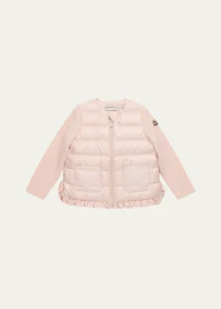 MonclerGirl's Rib-Sleeve Quilted Down Cardigan, Size 12M-3