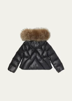 MonclerGirl's Domas Shearling Hooded Down Jacket, Size 8-10