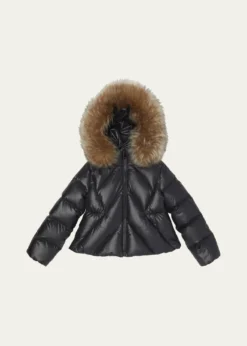 MonclerGirl's Domas Shearling Hooded Down Jacket, Size 8-10