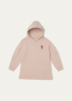 MonclerGirl's Heart Logo-Print Hooded Sweatshirt Dress, Size 12-14