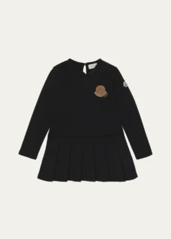 MonclerGirl's Logo Detail Pleated Sweatshirt Dress, Size 8-10