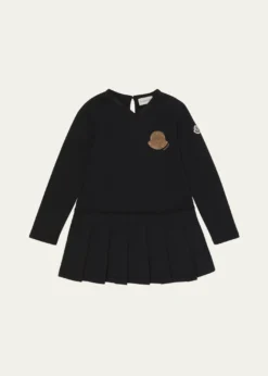 MonclerGirl's Logo Detail Pleated Sweatshirt Dress, Size 12-14